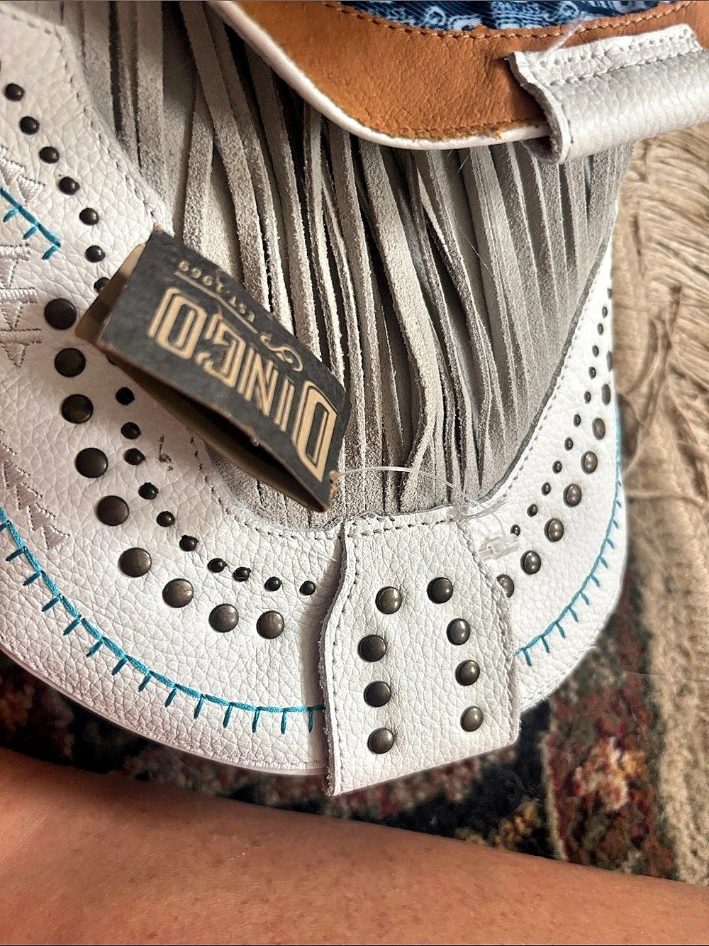 Dingo Gypsy Women's Fringe Studded Heels in White - Picture 4 of 5